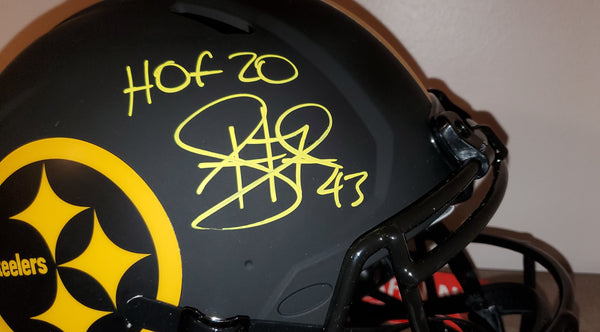 Pittsburgh Steelers Troy Polamalu Autographed Full-Size Authentic Eclipse Speed Helmet with HOF 20 Inscription (BAS).
