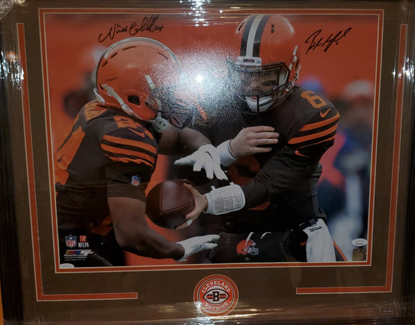 Cleveland Browns Baker Mayfield & Nick Chubb Framed Autographed 16x20 (JSA)