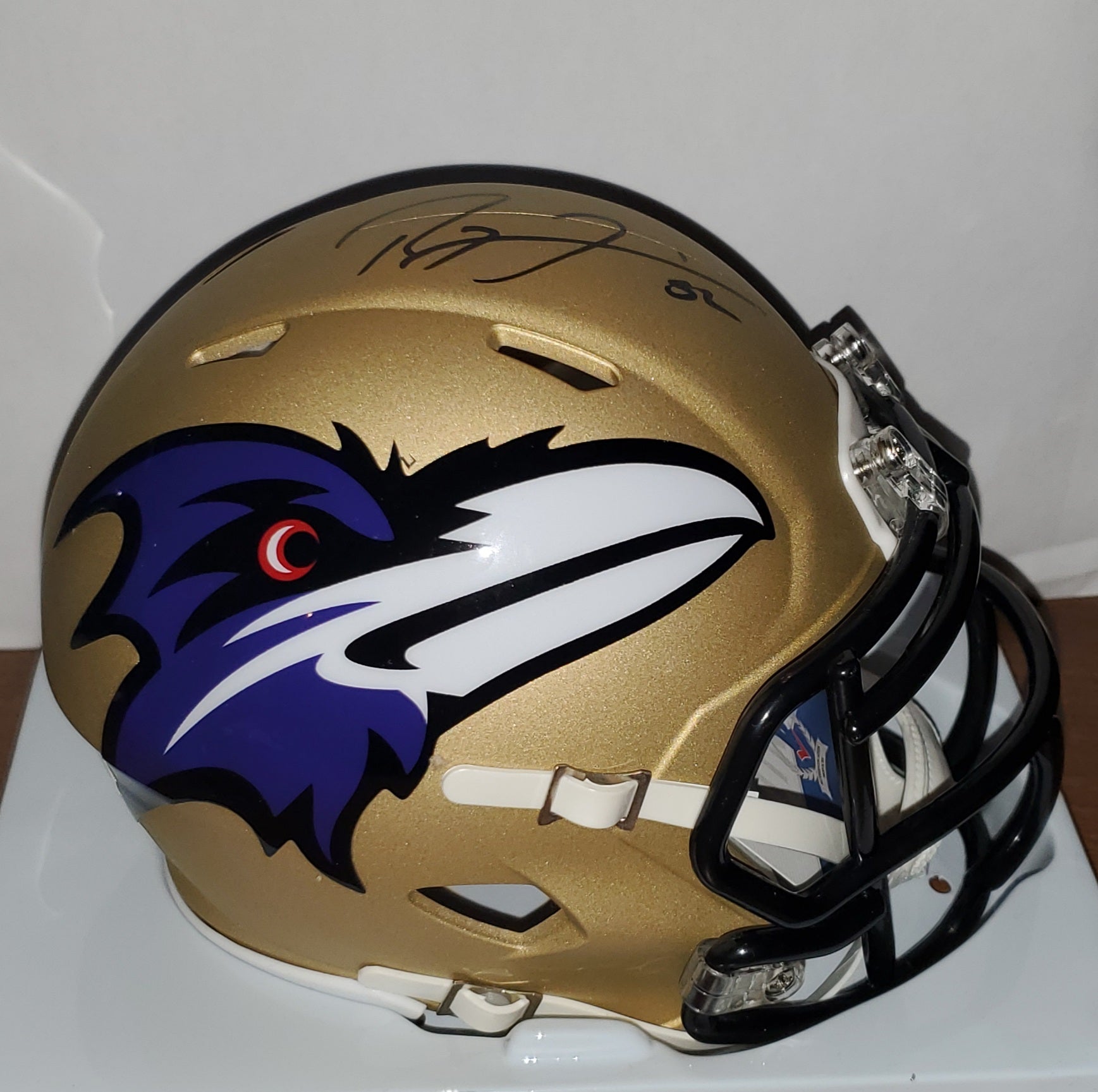 Baltimore Ravens Ray Lewis Autographed AMP Speed Mini Helmet (BAS)