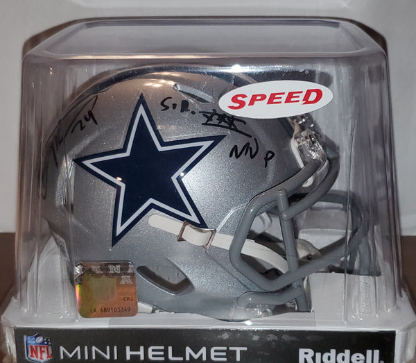 Dallas Cowboys Larry Brown Autographed Speed Mini Helmet with S.B. XXX MVP Inscription (BAS)