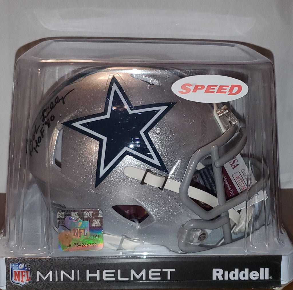 dallas cowboys football helmet signed by bob lilly Dallas Cowboys Bob Lilly Autographed Speed Mini Helmet with HOF 80 Ins – Muncy's Memorabilia
