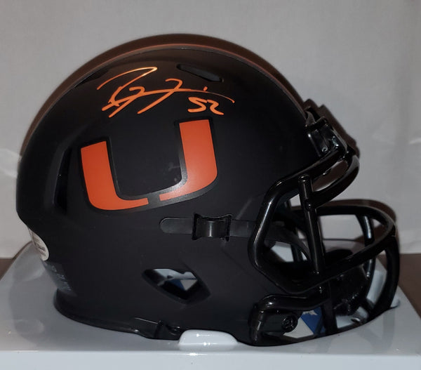 Miami Hurricanes Ray Lewis Autographed Eclipse Speed Mini Helmet (BAS)