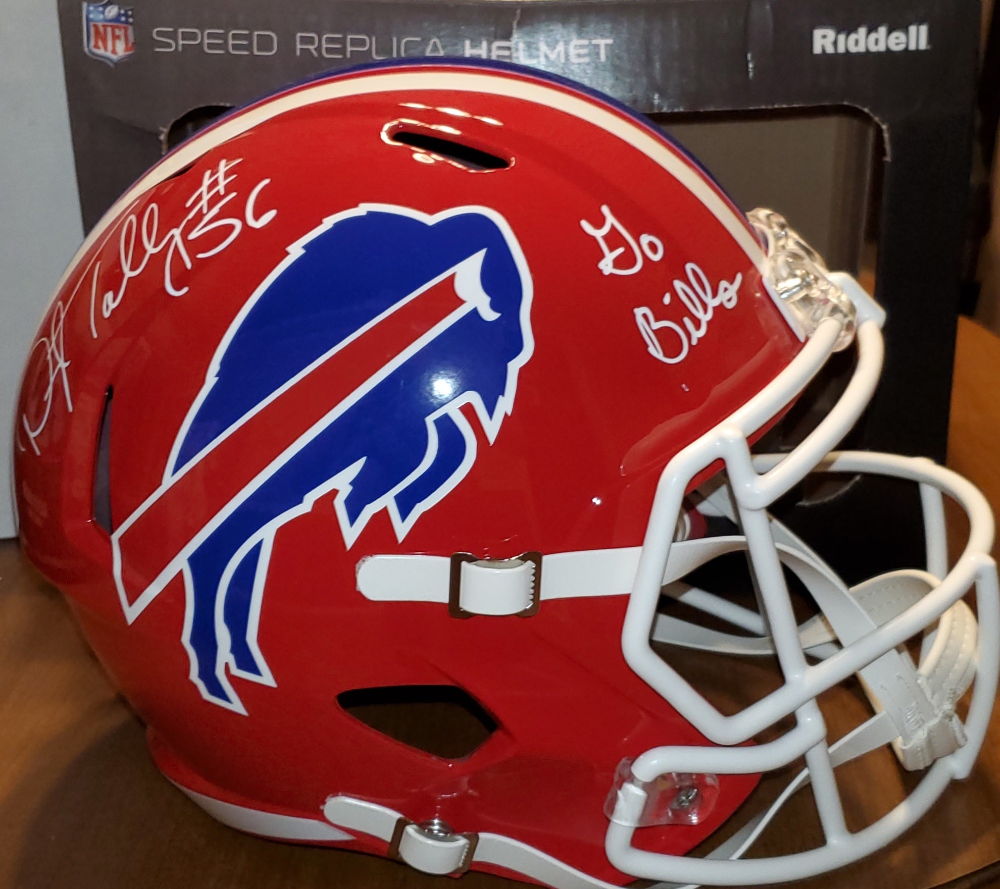 Buffalo Bills Autographed Darryl Talley Full Size Throwback Speed Helmet with Go Bills Inscription (BAS)