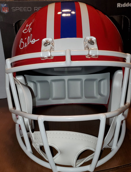 Buffalo Bills Autographed Darryl Talley Full Size Throwback Speed Helmet with Go Bills Inscription (BAS)