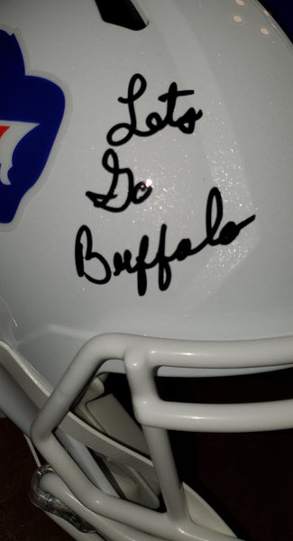 Buffalo Bills Autographed Darryl Talley Full Size Speed Helmet with Lets Go Buffalo Inscription (BAS)