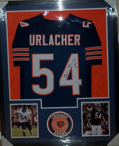 Chicago Bears Brian Urlacher Framed Autographed Custom Jersey with HOF 18 Inscription and Suede Upgrade (BAS)