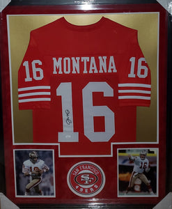 Joe Montana Autographed and Framed White 49ers Jersey