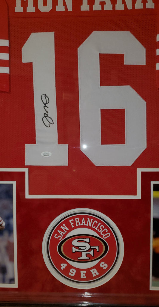 Joe Montana Signed Custom Framed Jersey (JSA)