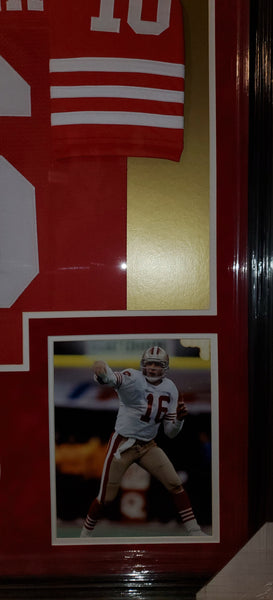 San Francisco 49ers Joe Montana Framed Autographed Custom Jersey with Suede Upgrade (JSA LOA)