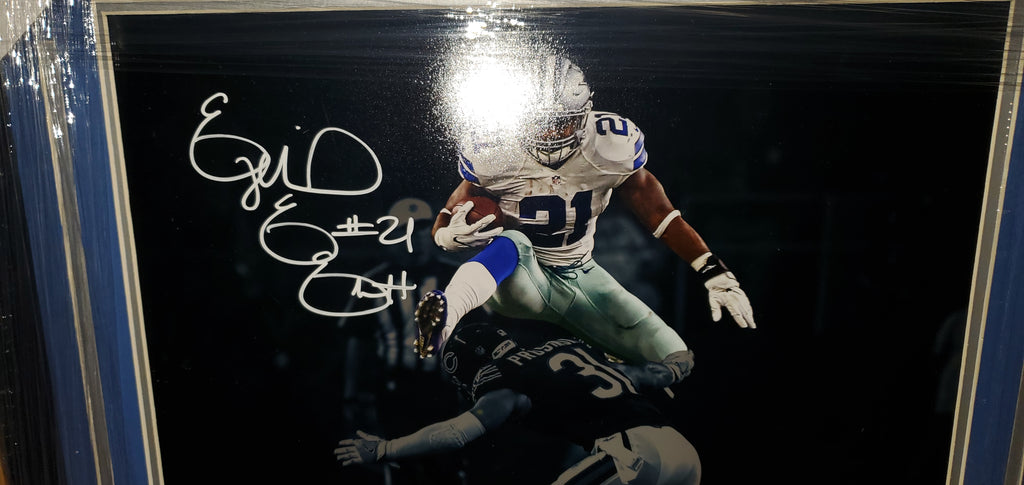 Ezekiel Elliott Autographed Dallas Cowboys Custom Jersey Inscribed Feed Me,  Dem Boyz