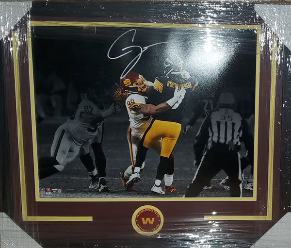 Washington Football Team Framed Chase Young Autographed 16x20 Photo (Fanatics)