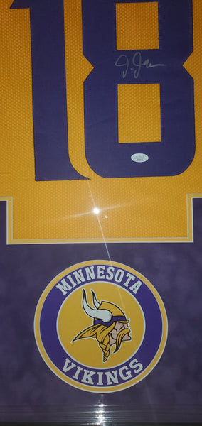 Minnesota Vikings Justin Jefferson Framed Autographed Custom Jersey with Suede Upgrade (JSA).