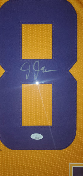 Minnesota Vikings Justin Jefferson Framed Autographed Custom Jersey with Suede Upgrade (JSA).