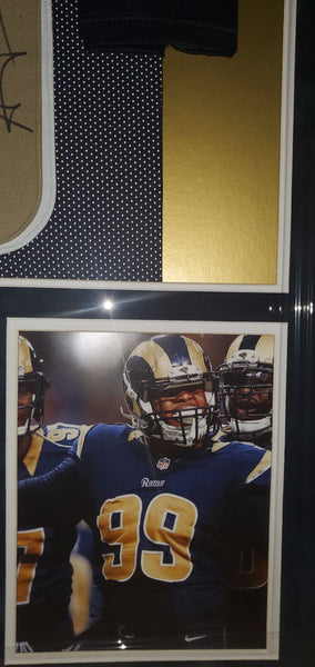 St. Louis Rams Aaron Donald Framed Autographed Custom Jersey with Suede Upgrade (JSA)