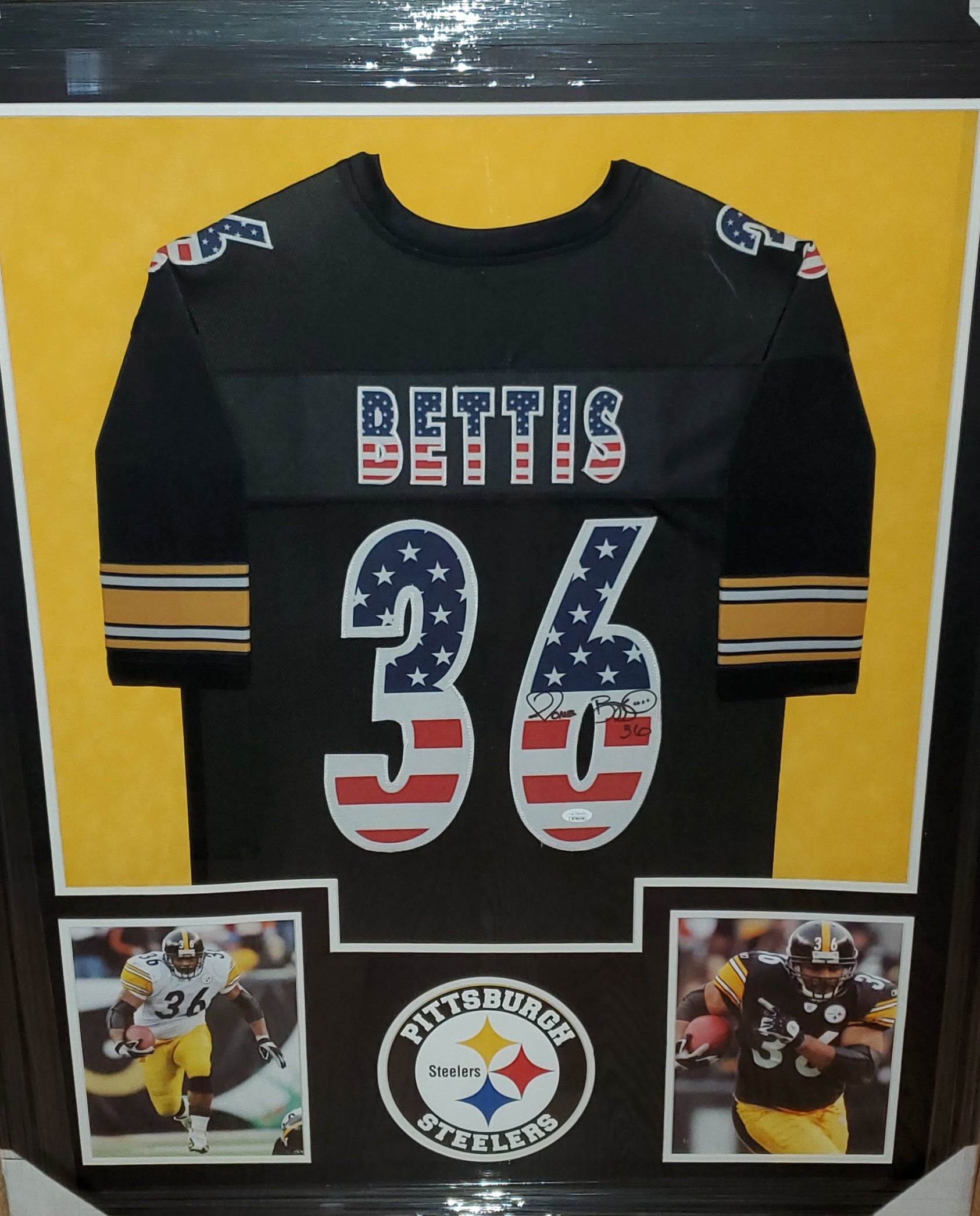 ヨナス・エメリー　サイン入り　X-TRAIL JAMゼッケン Pittsburgh Steelers Jerome Bettis Framed Autographed Custom Flag