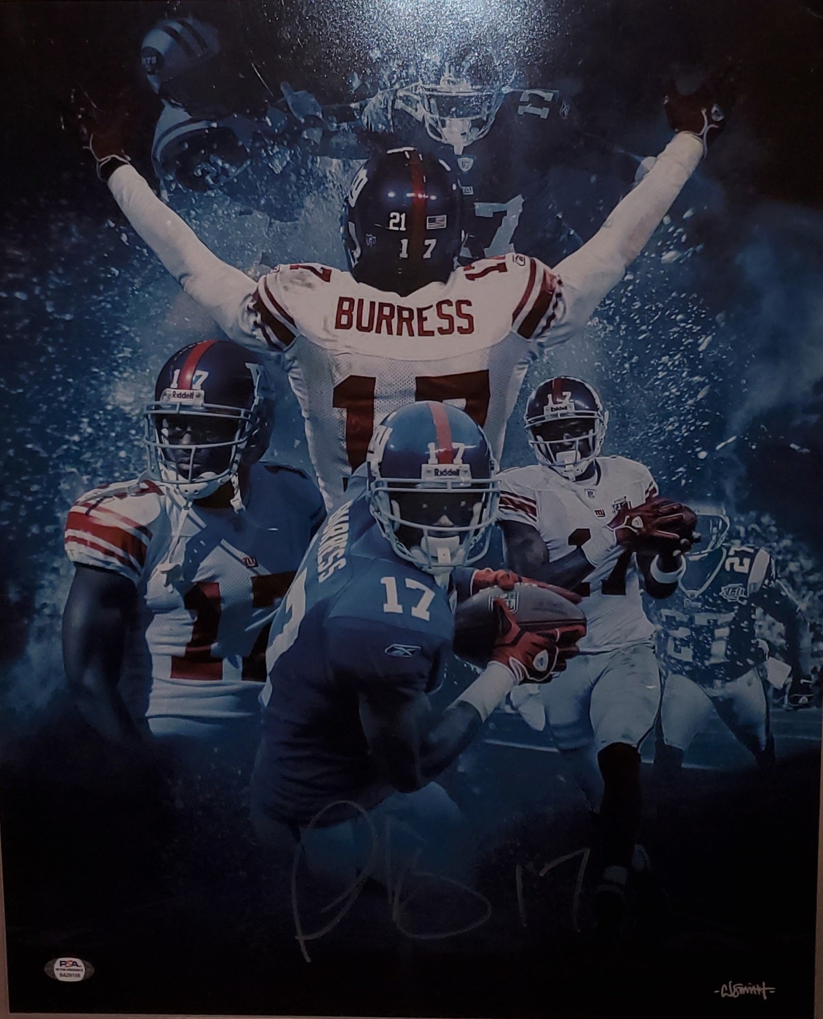 New York Giants Plaxico Burress Autographed 16x20 Photo (PSA)