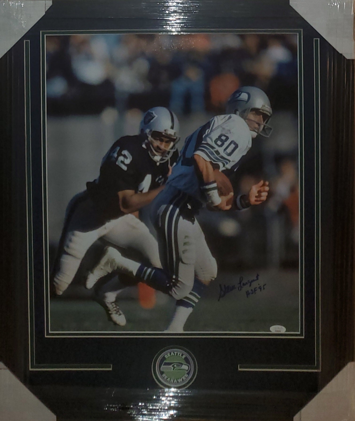 Seattle Seahawks Steve Largent Autographed Framed White Jersey