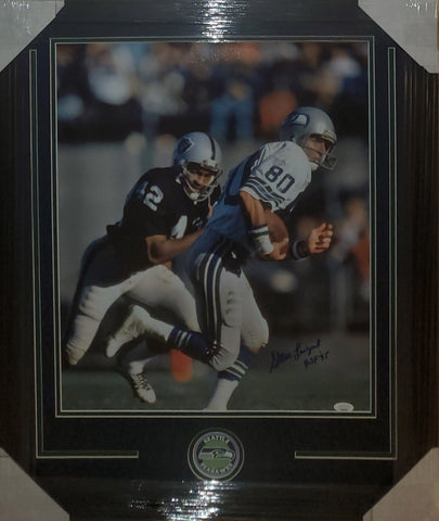 Seattle Seahawks Framed Steve Largent Autographed 16X20 with HOF 95 Inscription (JSA LOA)