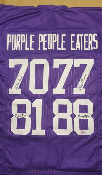 Purple People Eaters Autographed Custom Jersey by Carl Eller, Jim Marshall, Gary Larsen, and Alan Page (BAS)