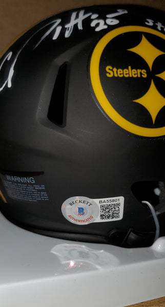 Pittsburgh Steelers Cam Sutton Autographed Eclipse Speed Mini Helmet with Steeler Nation Inscription (BAS)