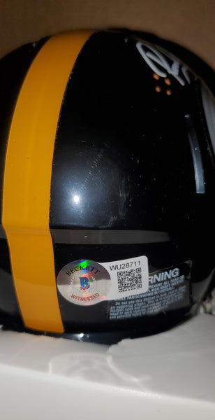 Pittsburgh Steelers Autographed Rocky Bleier Throwback Speed Mini Helmet with Inscription (BAS).