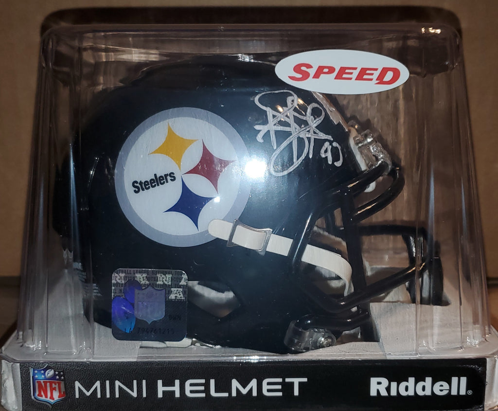 Troy Polamalu Autographed Pittsburgh Flash Mini Football Helmet - BAS