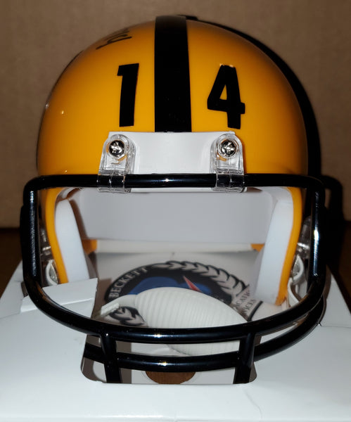 Pittsburgh Steelers Autographed George Pickens Throwback Gold Mini Helmet (BAS)