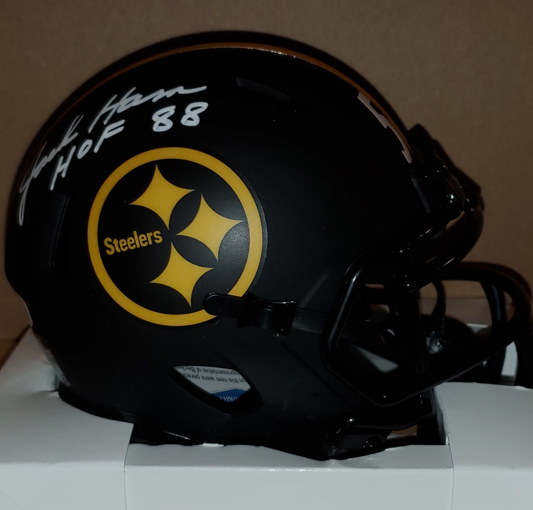 Pittsburgh Steelers Jack Ham Autographed Eclipse Speed Mini Helmet with HOF 88 Inscription (BAS)