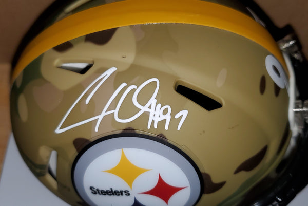 Pittsburgh Steelers Autographed Cameron Heyward Camo Specialty Speed Mini Helmet (BAS)