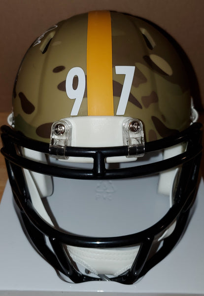 Pittsburgh Steelers Autographed Cameron Heyward Camo Specialty Speed Mini Helmet (BAS)