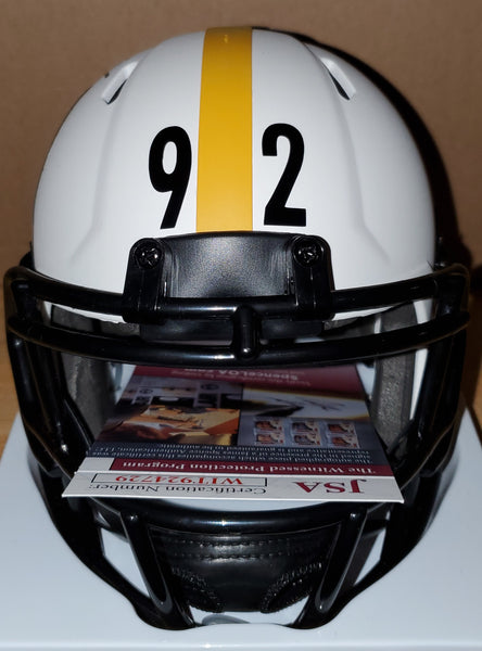 Pittsburgh Steelers James Harrison Autographed Lunar Eclipse Speed Mini Helmet (JSA)