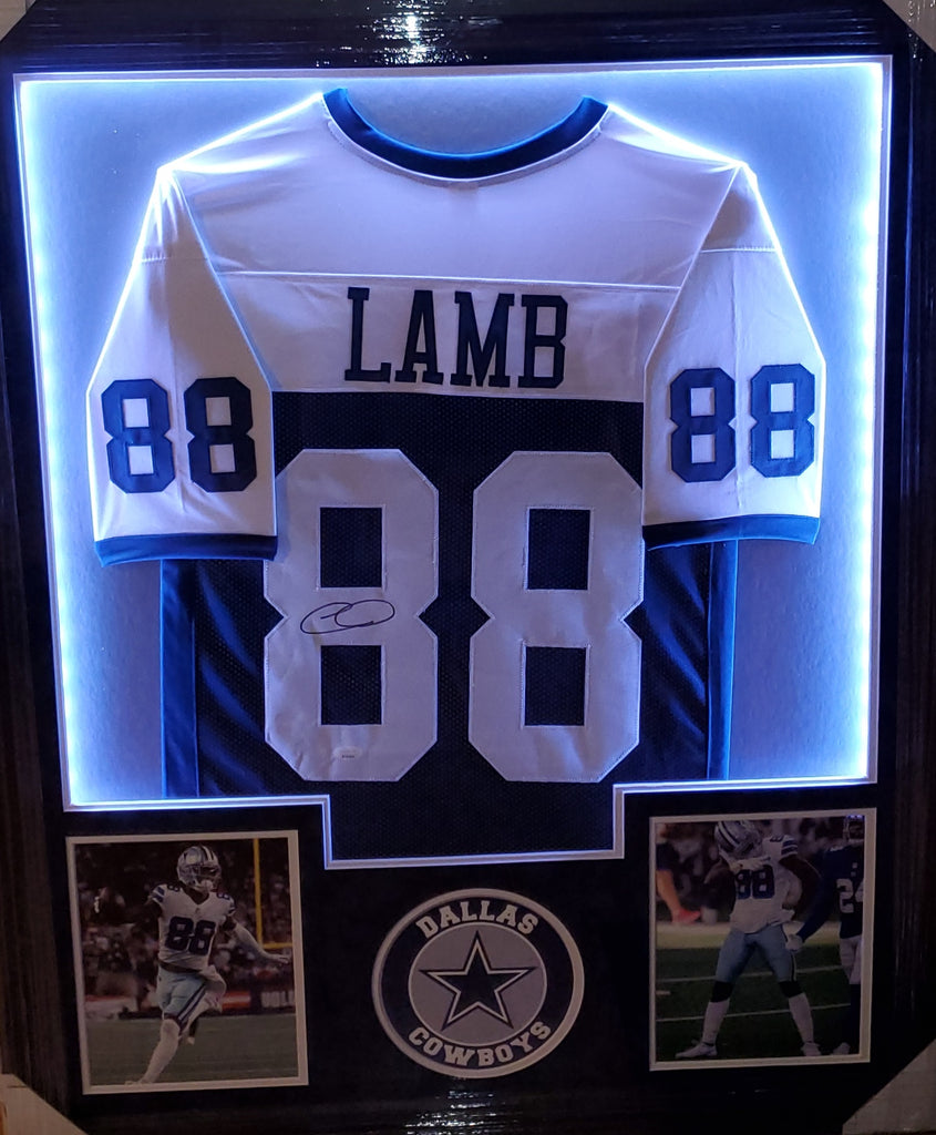 Ceedee Lamb Framed Autographed Custom Jersey with LED Lights & Suede U –  Muncy's Memorabilia