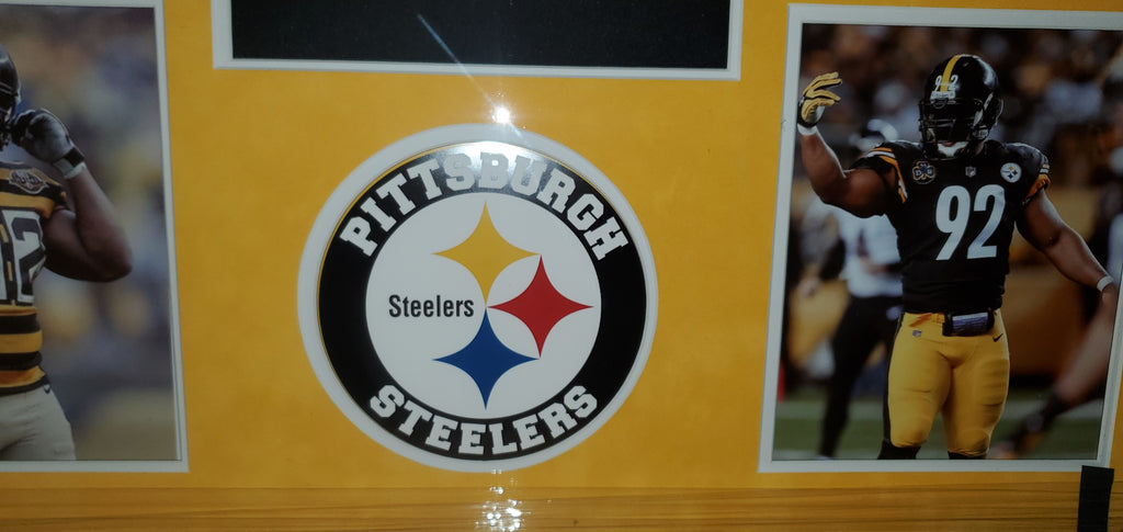 FRAMED Autographed/Signed JAMES HARRISON 33x42 Pitt Bumble