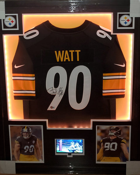 Pittsburgh Steelers Video/LED Framed Autographed T.J. Watt Authentic Nike Limited Jersey (BAS)