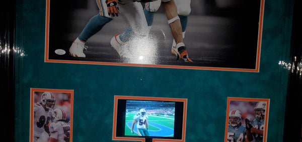 Miami Dolphins Video Framed Jason Taylor & Zach Thomas Autographed 16x20 with suede (JSA)