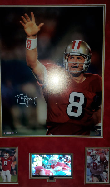 San Francisco 49ers Video Framed Steve Young Autographed 16x20 with suede (Radtke)