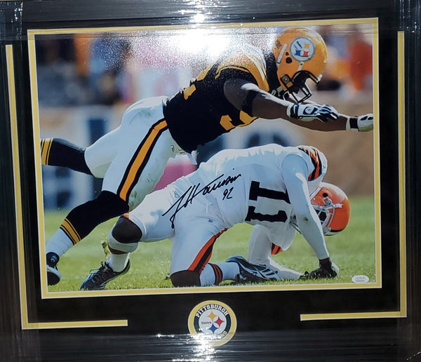 Pittsburgh Steelers Framed James Harrison Autographed 16x20 with suede (JSA)
