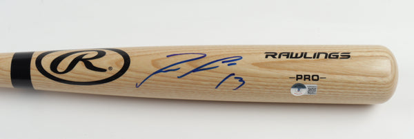 Atlanta Braves Autographed Ronald Acuna Jr. Rawlings Pro Blonde Baseball Bat (BAS)