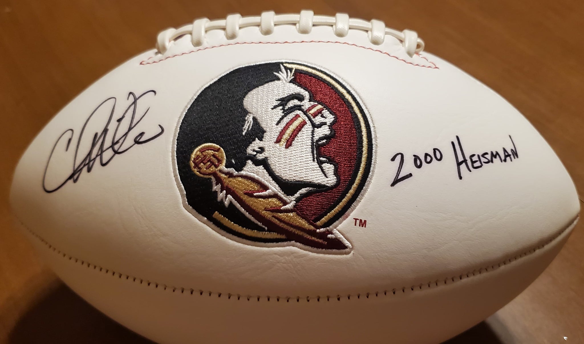 Florida State Seminoles Chris Weinke Autographed Logo Football with 2000 Heisman Inscription (JSA)