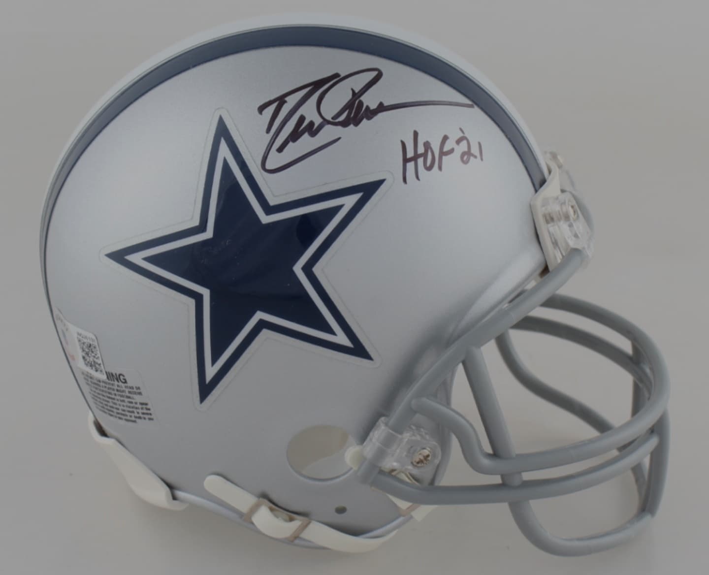 Dallas Cowboys Drew Pearson Autographed Cowboys Mini Helmet with HOF 21 Inscription (BAS)