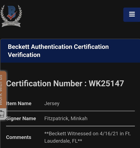 Minkah Fitzpatrick Autographed Custom Jersey (BAS)