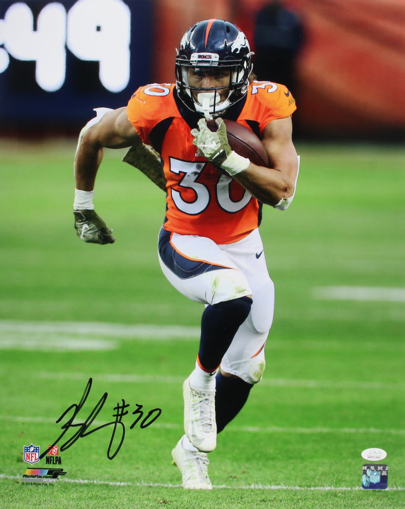 Denver Broncos Phillip Lindsay Autographed 16x20 Photo (JSA)