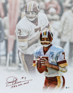 Washington Redskins Joe Theismann Autographed 16x20 Photo with 1983 NFL - MVP Inscription (BAS)