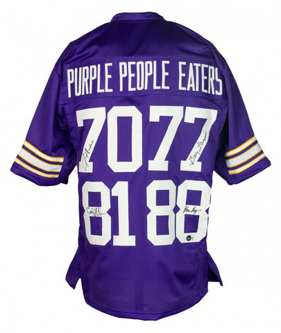 Purple People Eaters Autographed Custom Jersey by Carl Eller, Jim Marshall, Gary Larsen, and Alan Page (BAS)